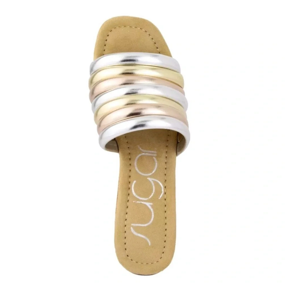 Sugar Gold and Silver Striped Mules - Picture 4 of 10